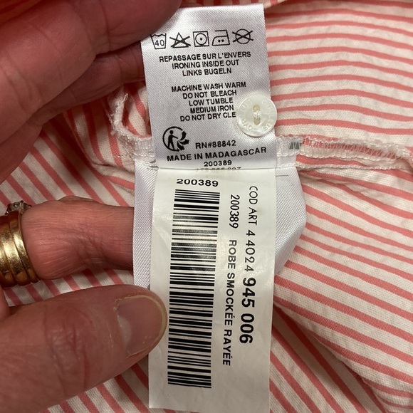 Cyrillus Paris seersucker smocked stripe dress 6m - Picture 8 of 8